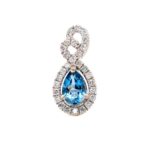 Aquamarine Pendant in 14K White Gold with Earth Mined Diamonds - Picture 1 of 6